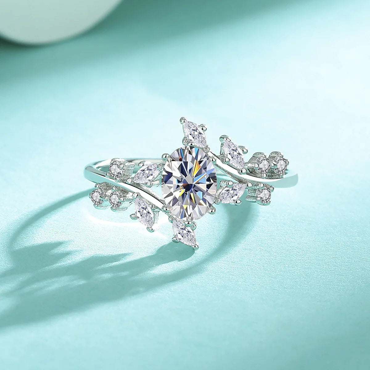 100% Platinum Pt950 Certified 1CT 5*7mn Oval Cut D VVS1 Moissanite Rings for Women 18K White Gold Diamond Band Wedding Jewelry