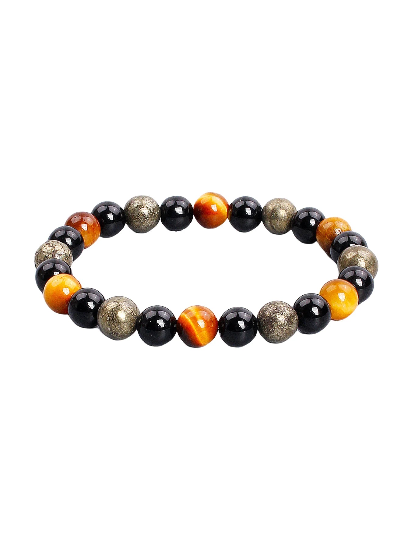 Triple Power Beaded Bracelet Tiger's Eye for Courage Obsidian Grounding & Pyrite for Wealth Natural Stones Healthy Care Jewelry