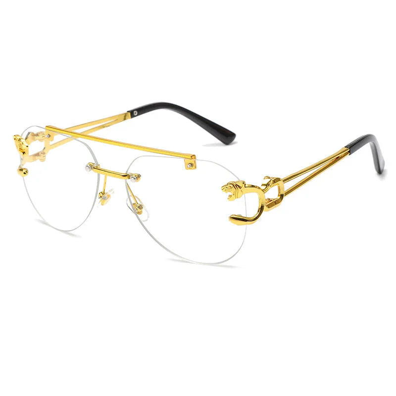 New Rimless Sunglasses Pilot Fashion Metal Frame Women Men Large Round Sun Glasses for Female Male Gradient Traveling Oculos