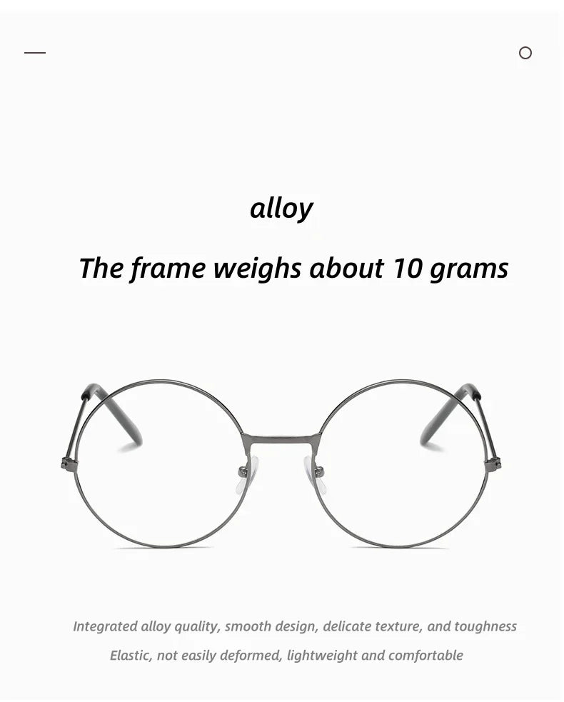 Fashion Round Glasses Accessories Anime Round Blue Light Glasses Metal Flat Men And Women Retro Art Glasses Clothing Prop Gift