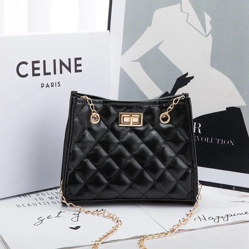 Women Tote Bags Handbag Chains Faux Leather Diamond Lattice Underarm Luxury Shoulder Bag Ladies Designer Bag