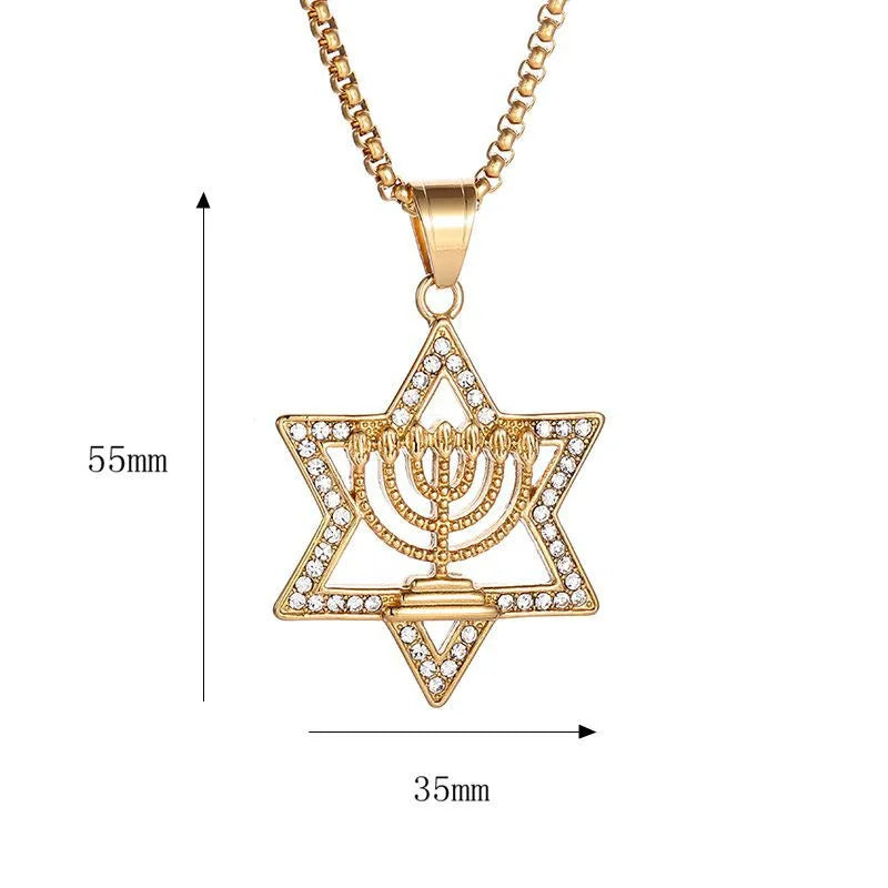 YQ Luxury Star of David Pendant Necklace For Men Women Middle Eastern Fashion Jewelry Accessories