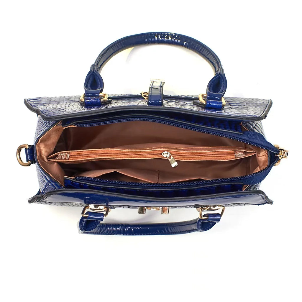 Luxury Brand Crocodile Handbag Women Tote Bag Bright Leather Women Purse Shoulder Bag Female Top-handle Bags Commuting Shopping