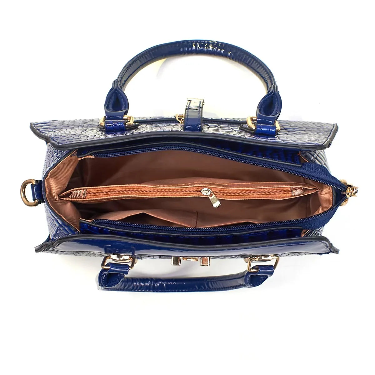 Luxury Brand Crocodile Handbag Women Tote Bag Bright Leather Women Purse Shoulder Bag Female Top-handle Bags Commuting Shopping