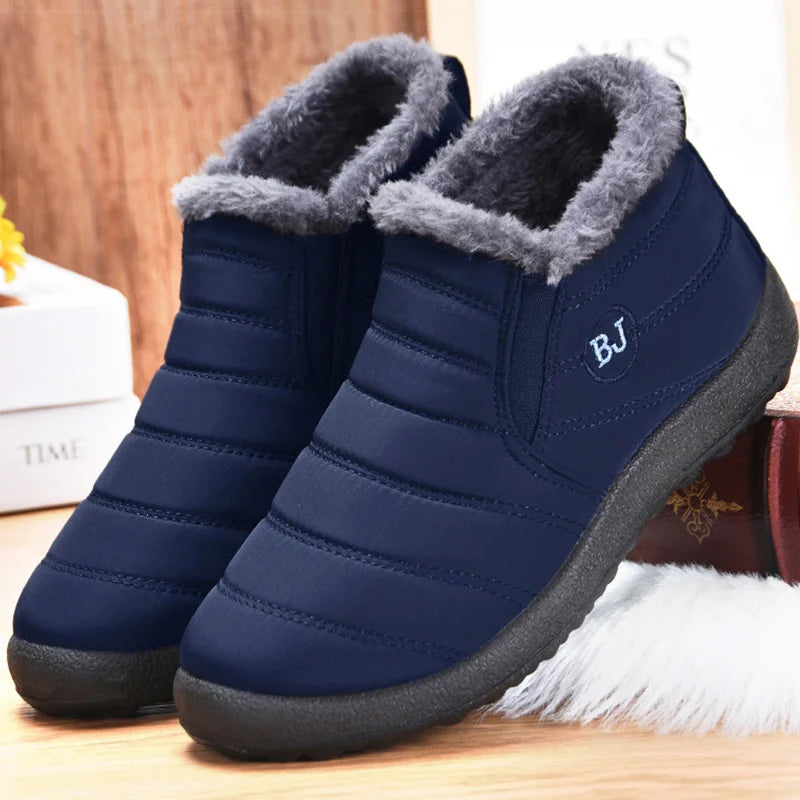 Women Boots Slip On Ankle Boots For 2025 Winter Shoes Women Snow Boots Keep Warm Fur Winter Botas Mujer Black Short Boot Female