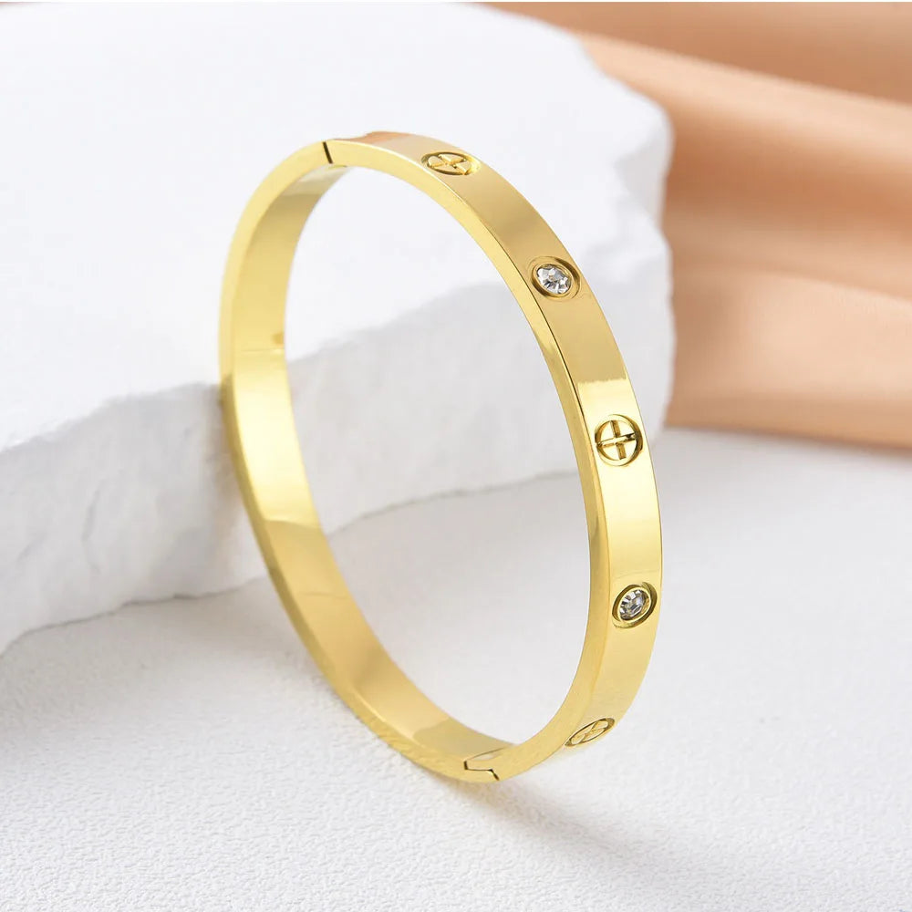 Waterproof Stainless Steel Cross Bangle for Women New Trend Couple Bracelet Luxury Jewelry Accessories Wedding Party Gift
