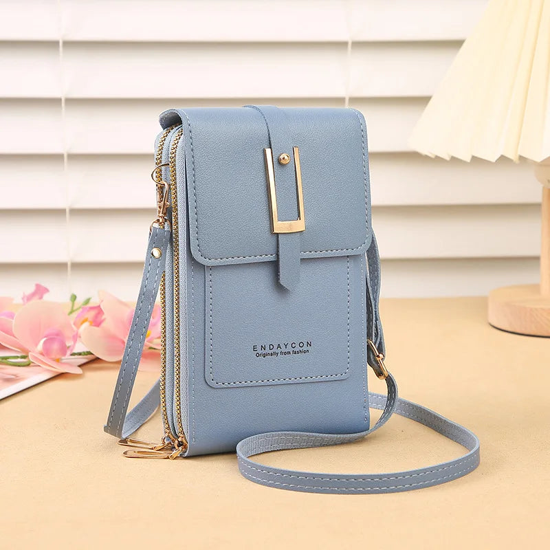 New transparent touchscreen phone bag trend simple crossbody small bag phone women's bag change bag vertical design
