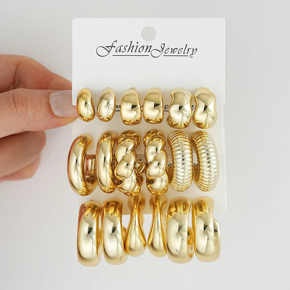 18 Pcs/Set Fashion Water Drop Earring For Women Vintage Exaggerated Geometric Twist Hoop Earrings Personalized Jewelry Gifts New