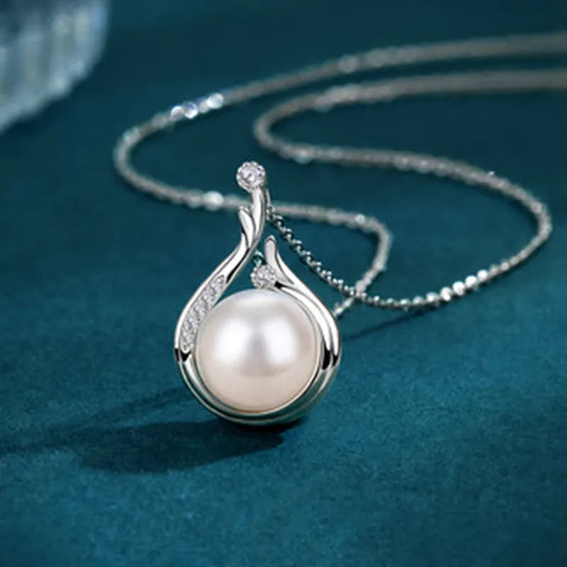 925 Sterling Silver Water Drop Pendant Necklace Pearl Engagement Wedding Party Elegant Accessories for Women Fashion Jewelry
