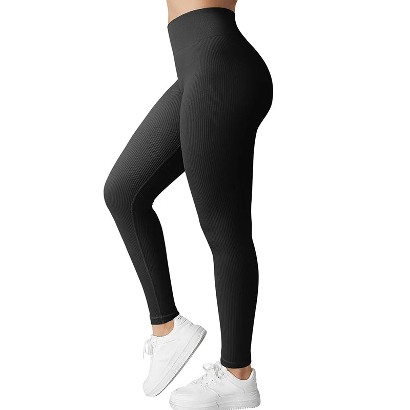 Autumn and Winter Women's Seamless Thread Elastic Sports Fitness Pants High Waist Lifting Hip Quick Drying Yoga Pants