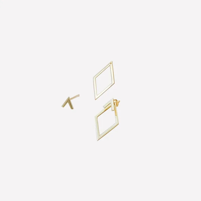 Retro Minimalist Geometric Square Detachable Triangles Stainless steel Stud Earrings for Women Fashion Jewelry Accessories Party