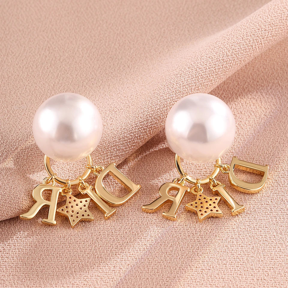 Elegant Business Pearl Star Earrings Suitable For Women To Wear Fashionable Jewelry For Travel, Banquets, And Parties