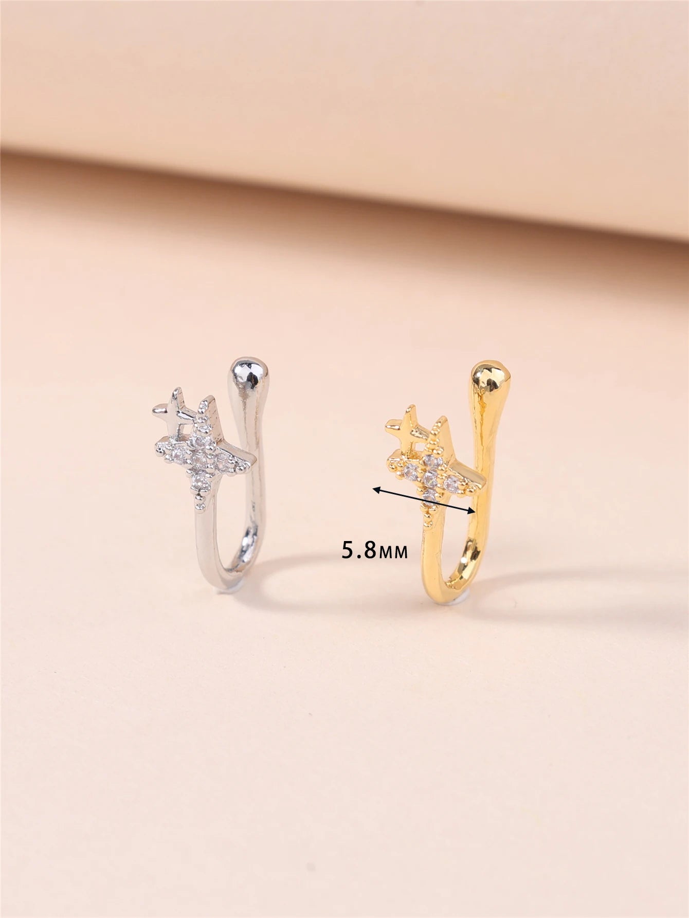 6PCS Fake Nose Ring CZ African Nose Cuffs Gold Fake Nose Piercing Faux Septum Nose Rings Clip On Nose Jewelry For Women