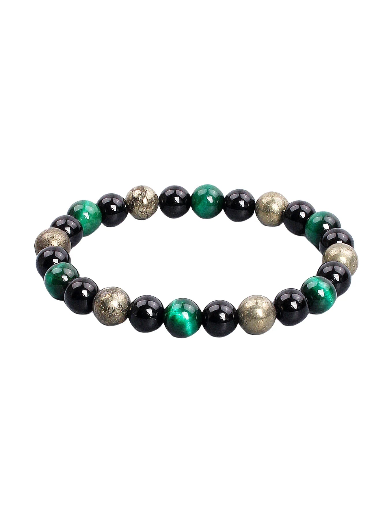 Triple Power Beaded Bracelet Tiger's Eye for Courage Obsidian Grounding & Pyrite for Wealth Natural Stones Healthy Care Jewelry