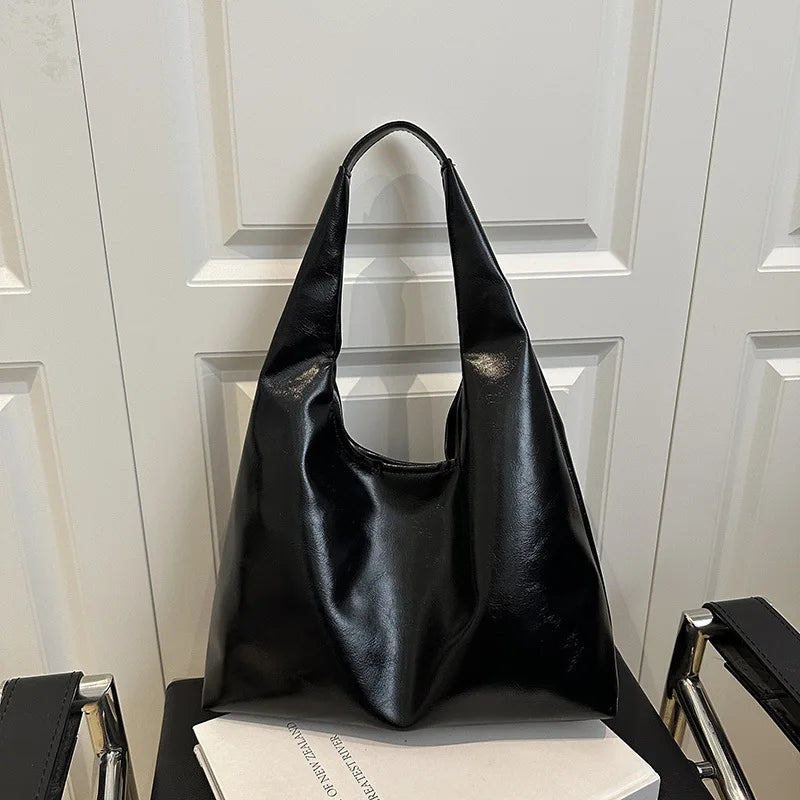 Large Capacity PU Leather Hobo Retro Red Bags Autumn Winter Shoulder Bag for Women 2025 New Trend Y2K Handbags and Purses Tote