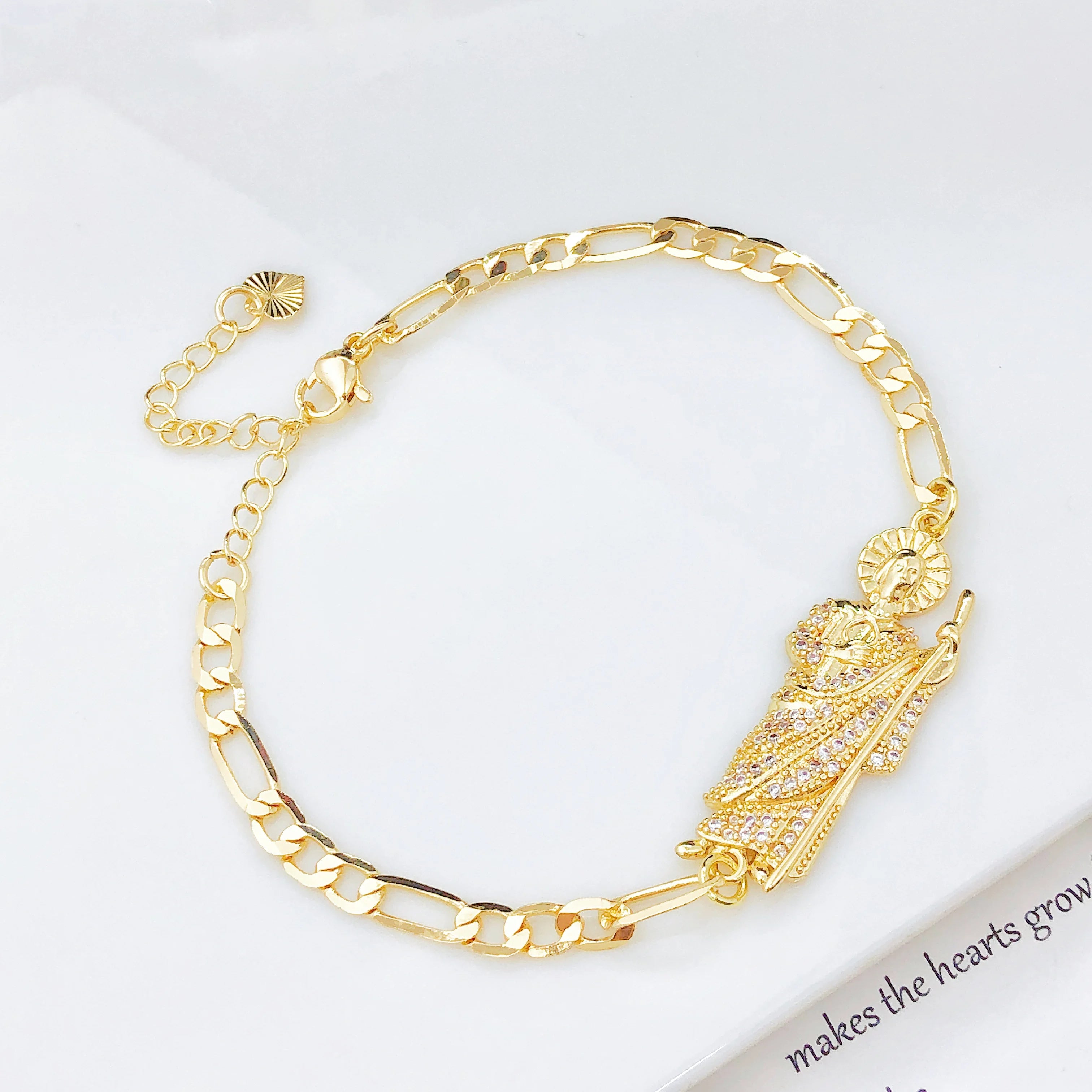 Simple Stylish St. Jude Gold Plated Women's Thin Bracelet Religious Jewelry for Daily Wear