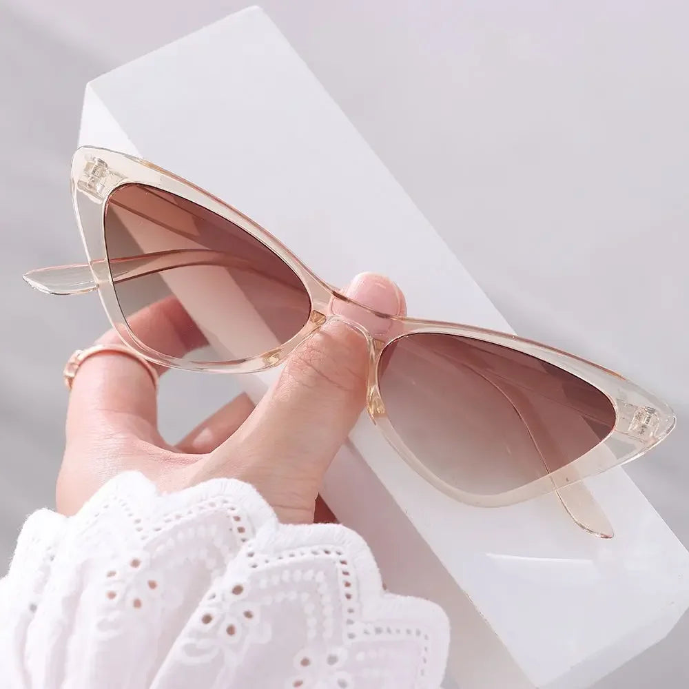 Vintage Small Cat Eye Sunglasses for Women Trendy Half-frame Sun Glasses UV400 Fashion Shades Eyewear Summer Anti UV Sunglasses