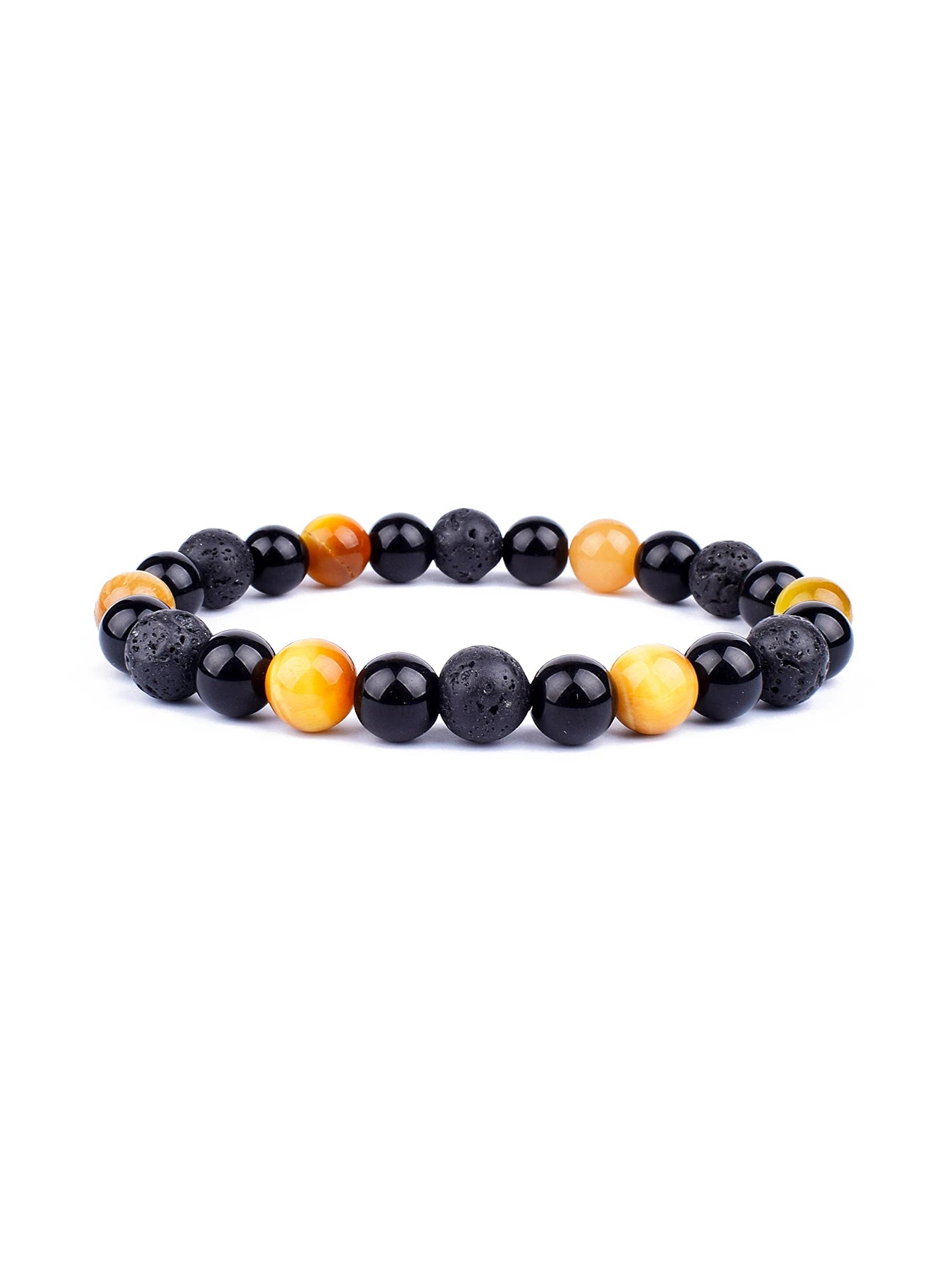 Triple Power Beaded Bracelet Tiger's Eye for Courage Obsidian Grounding & Pyrite for Wealth Natural Stones Healthy Care Jewelry