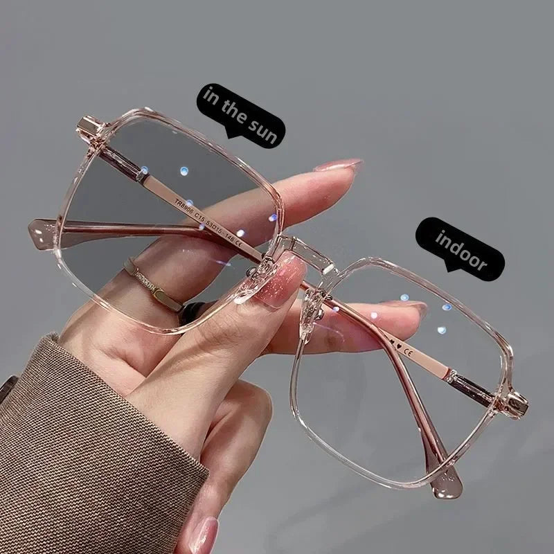 New Style Photochromic Myopia Glasses Men Women Color Changing Eyeglasses Anti UV Sunglasses Luxury Short-sighted Eyewear 0~-6.0