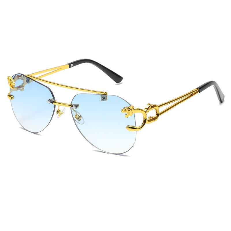 New Rimless Sunglasses Pilot Fashion Metal Frame Women Men Large Round Sun Glasses for Female Male Gradient Traveling Oculos