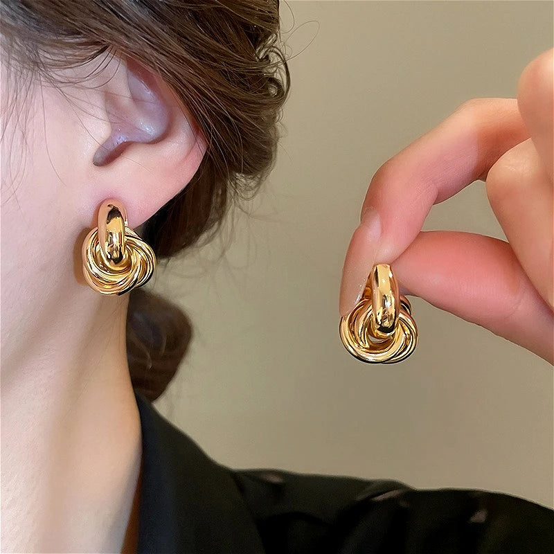 Fashion Stainless Steel Droplet Earrings for Women Vintage Exaggerated Geometric Dangle Drop Earring Party Wedding Jewelry Gifts