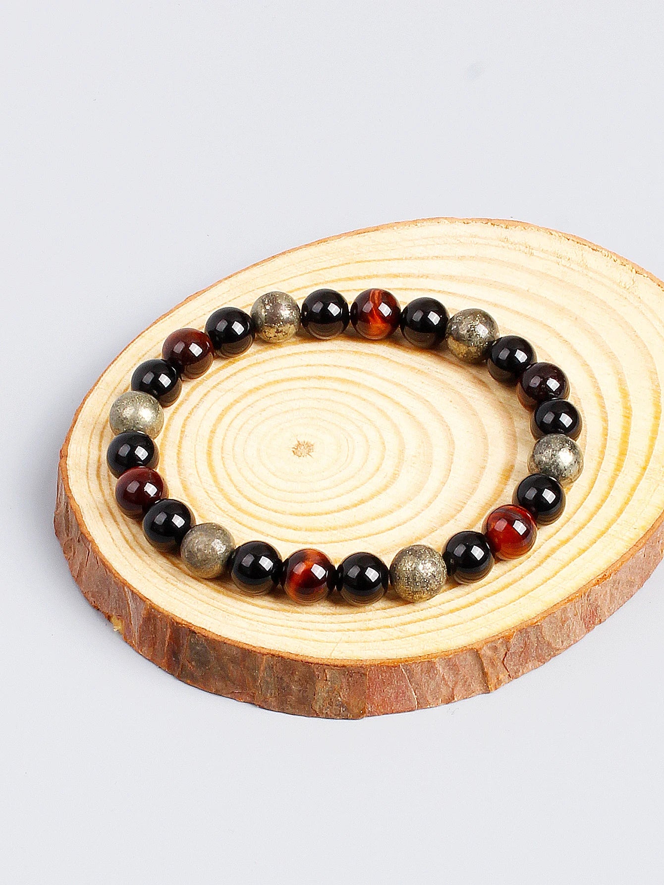 Triple Power Beaded Bracelet Tiger's Eye for Courage Obsidian Grounding & Pyrite for Wealth Natural Stones Healthy Care Jewelry