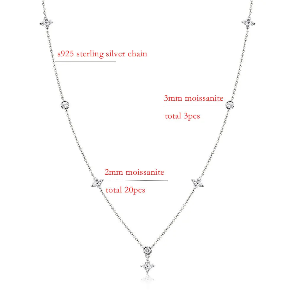 KNOBSPIN Moissanite Necklaces for Women Four Leaf Clover Diamond Pendant s925 Sterling Silver 18k Dainty Daily Necklace Jewelry