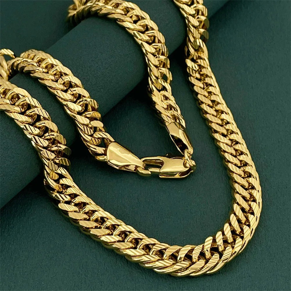 Men and women 24k gold necklace (AU999) 10mm 60 cm boss chain twisted chain, with certificate, free shipping certificate