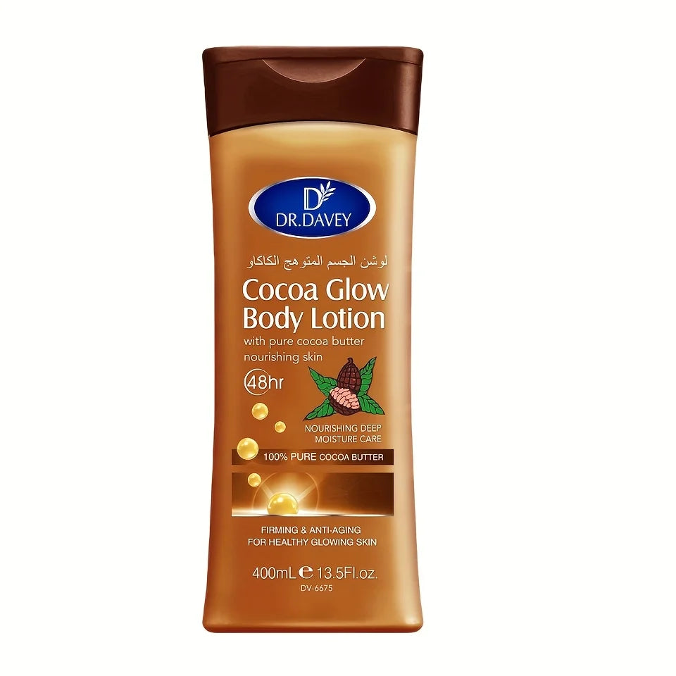 DR.DAVEY 13.53Ounce Cocoa Butter Body Lotion - Unisex，Food flavor，No Alcohol，Nourishing moisturizing cream for all skin types，10