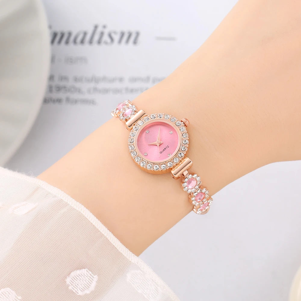 Hot selling lazy free pull-out women's bracelet women's watch fashionable color diamond inlaid fashionable temperament quartz