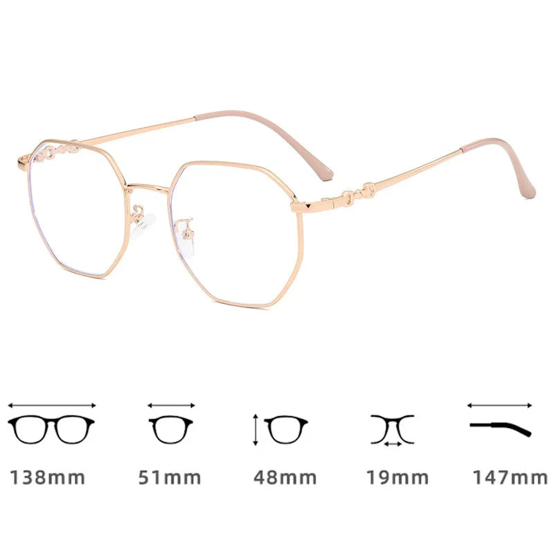 New Anti-blue Photochromic Myopia Finished Glasses Polygon Anti-ultraviolet Near-sight Eyeglasses Ultralight Vintage Glasses