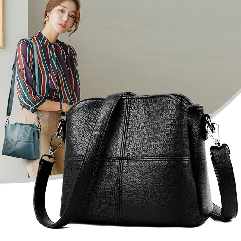 Simple Stitching Shoulder Bags For Women Soft Leather Crossbody Messenger Bag Phone Purse Brands Lady Handbag Clutch