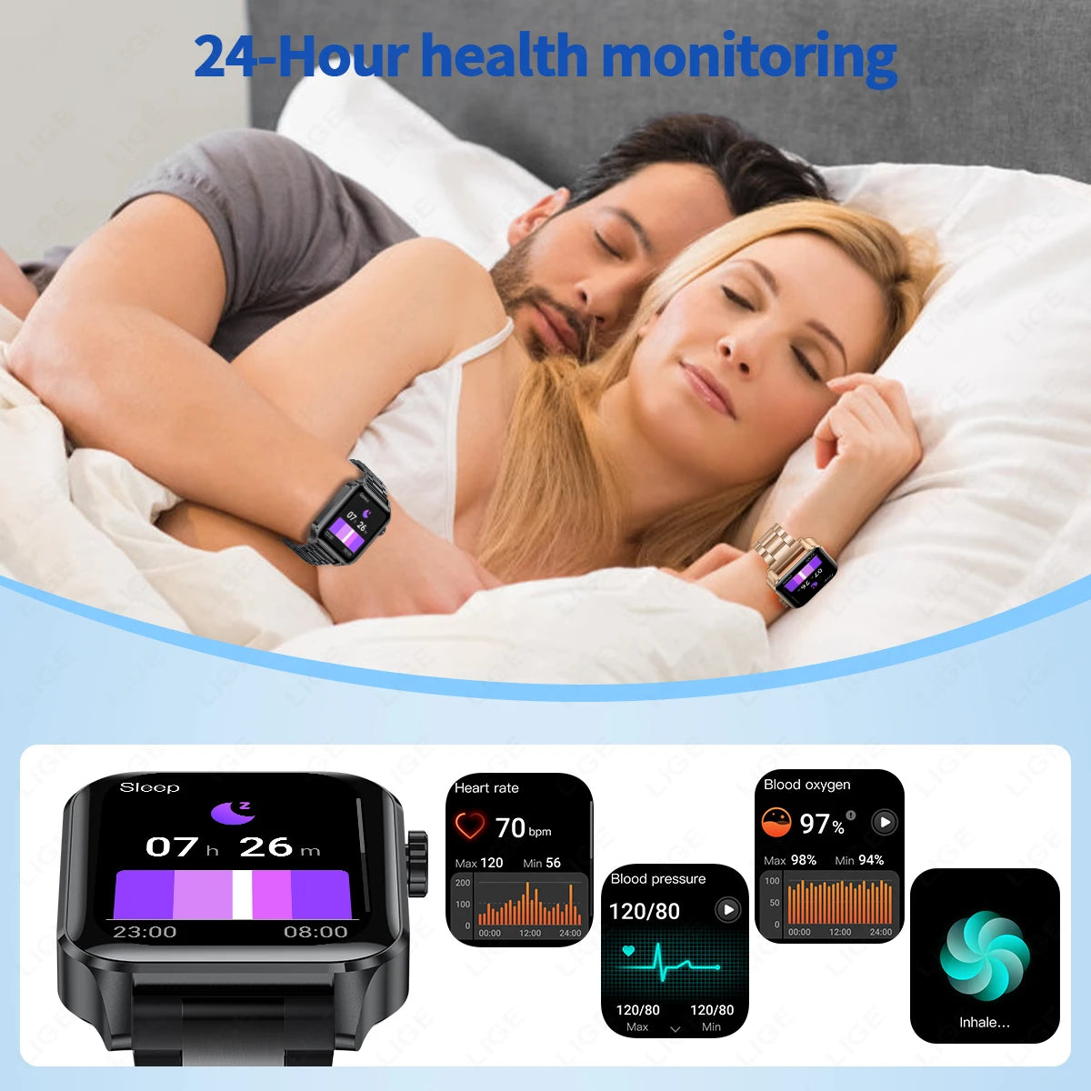 New LIGE Men Smart Watch Military Fitness Tracker Smartwatch Man Bluetooth Call Watches Waterproof Sports Smartwatch For Xiaomi