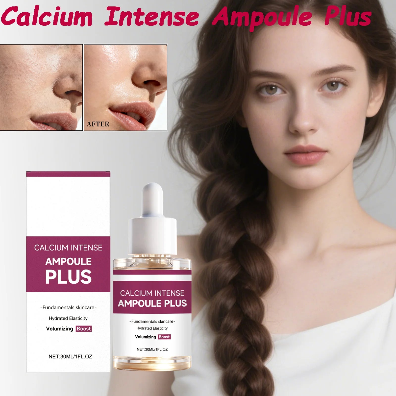 Calcium Intense Ampoule Plus with Collagen Moisturizing Essence Firming Smoothing Brightening Revitalizing Hydrating Face Serum