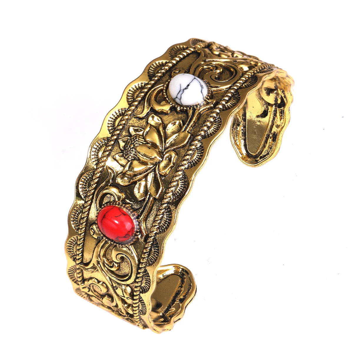 Alloy Oval Turquoise Bracelet Vintage Gold Silver Atmosphere Calm Men And Women Companion Open Bracelet Wholesale Resale