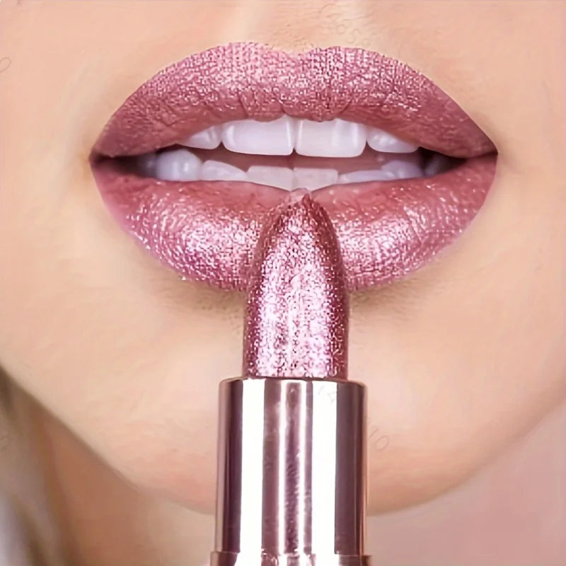Rose smoke powder, bright starry sky, glossy velvet texture, durable, make your lips shiny, waterproof, anti-fouling.