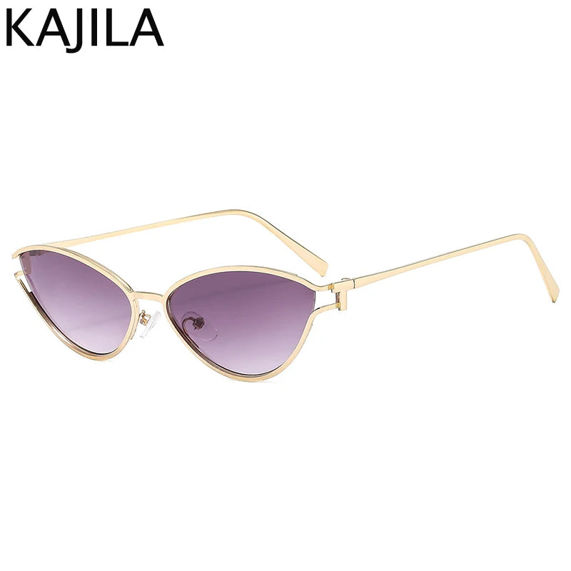 Sexy Cat Eye Sunglasses Women 2025 Luxury Brand Vintage Small Oval Punk Metal Frame Sun Glasses For Ladies Retro Eyewear Shades