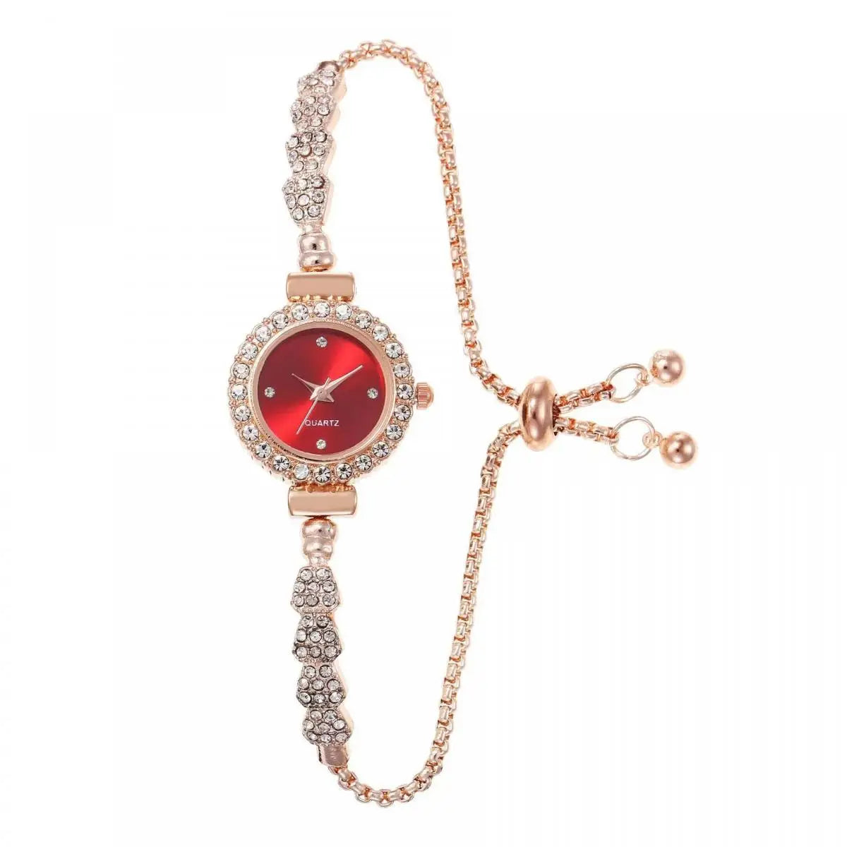 New Fashion Diamond Round Women's Watch with Free Adjustment Bracelet Watch Women's Quartz Watch