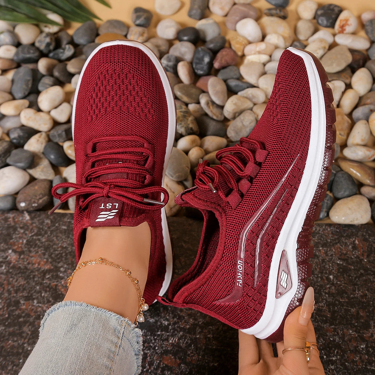 Women's shoes, soft soles, not tired feet,summer sneakers platform shoes, flying weaving, breathable women's sneakers shoes
