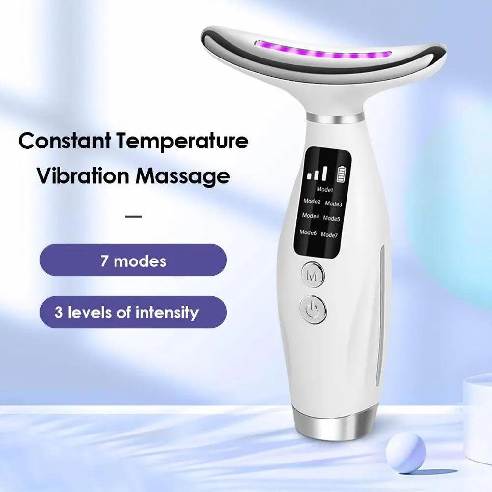 Neck Massager Facial Lift 7 Modes Electric Vibration Massage Skin Tightening LED Double Chin Neck Skin Care Beauty Instrument