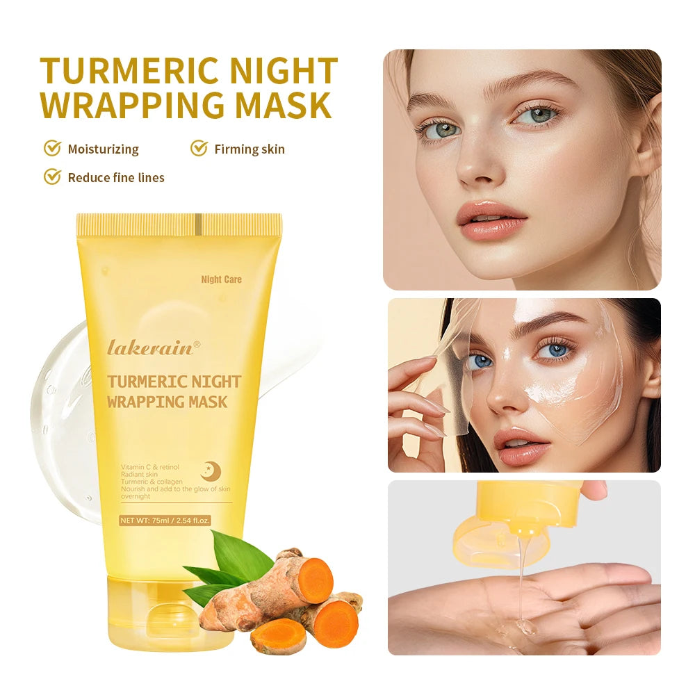 Kojic Acid Turmeric Overnight Wrapping Peel Off Mask Nourishes Hydrolyzed Collagen Glowing Skin Skin Firmnes Korean Skincare