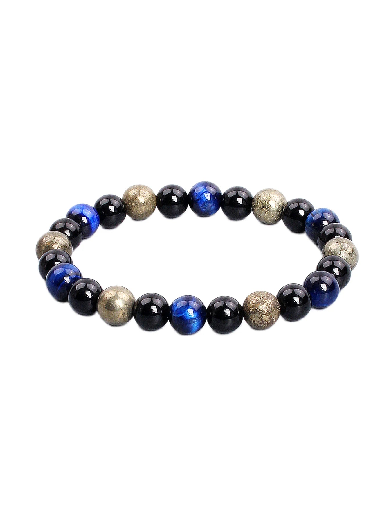 Triple Power Beaded Bracelet Tiger's Eye for Courage Obsidian Grounding & Pyrite for Wealth Natural Stones Healthy Care Jewelry