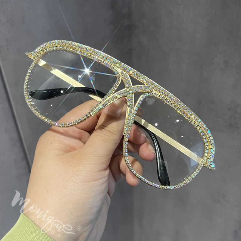 New Personalized Sunglasses For Women Shiny Crystal Sun Glasses Men Vintage Eyegalsses For Hip Hop Oculos De Sol Feminino