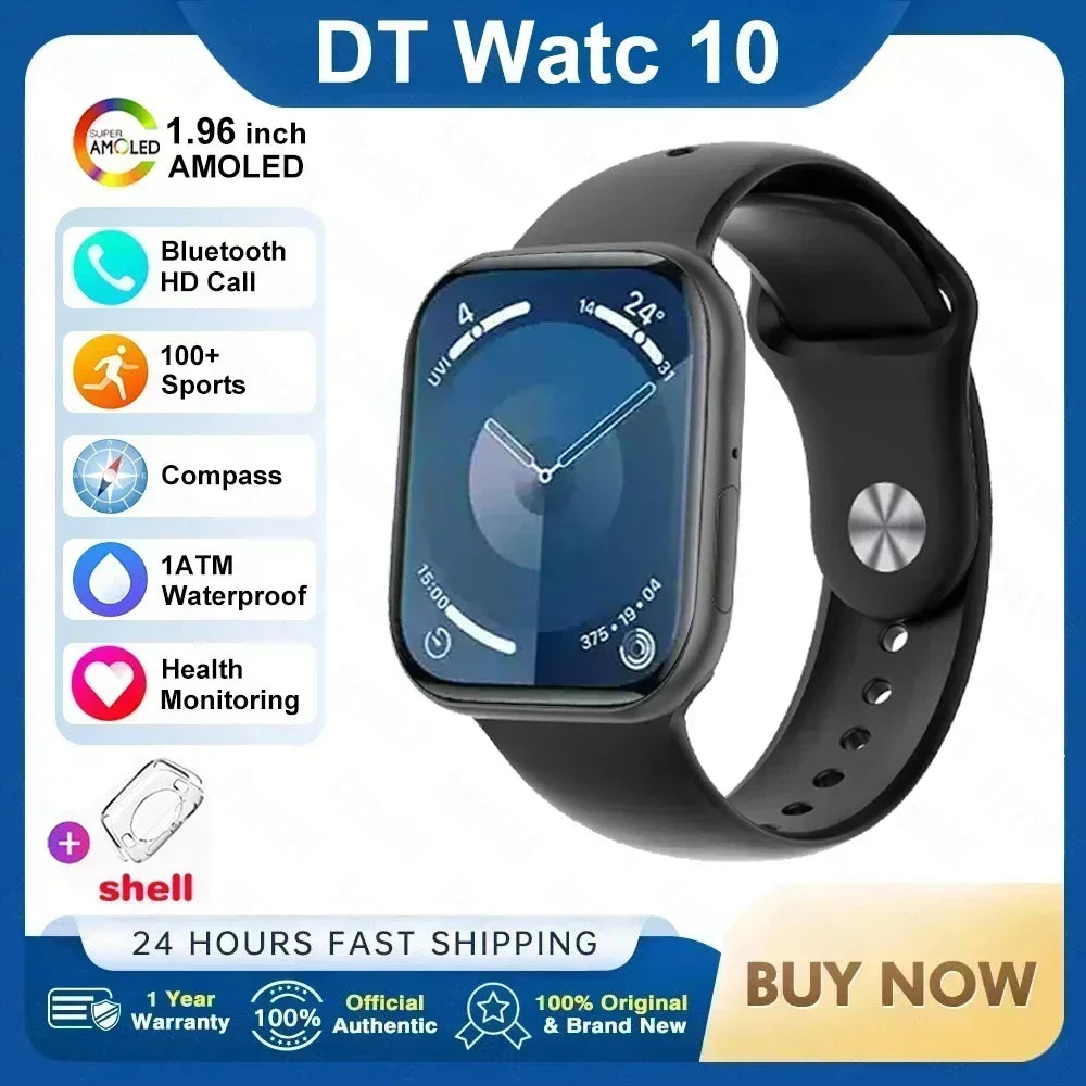 2025New For Apple DT Watch 10 Smart Watch Men HD AMOLED 32GB Memory Music 3D Surround Bluetooth Call Waterproof Smartwatch Woman