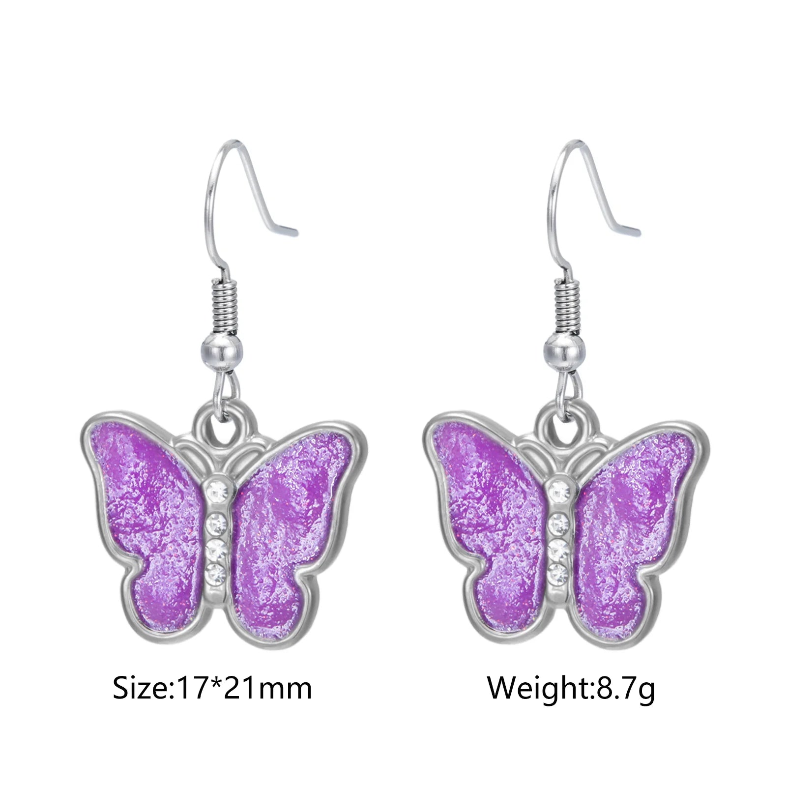 Cazador Stainless Steel Colorful Butterfly Earrings Drop Earrings For Women Girls Jewelry Party Birthday Gift Wholesale