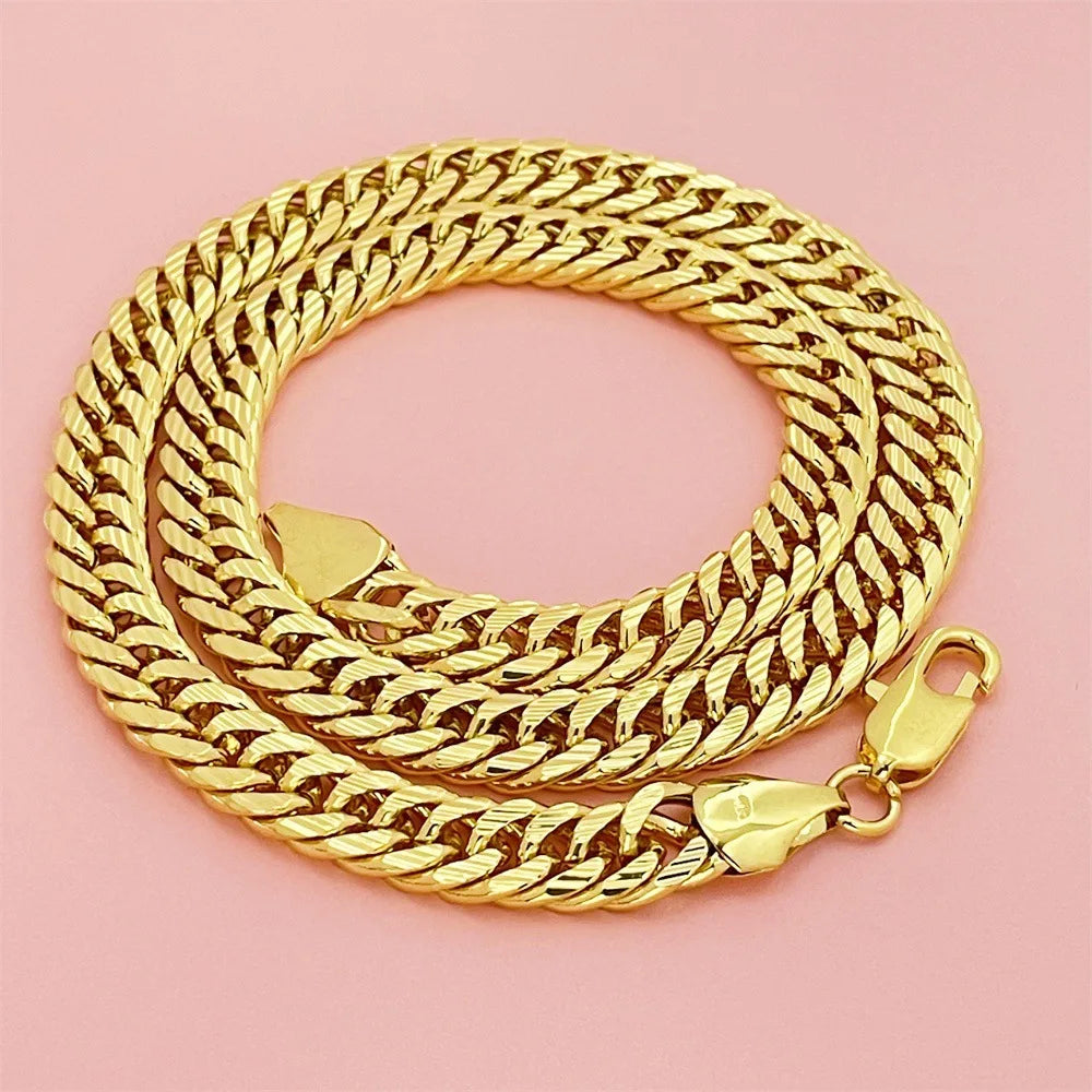 Men and women 24k gold necklace (AU999) 10mm 60 cm boss chain twisted chain, with certificate, free shipping certificate