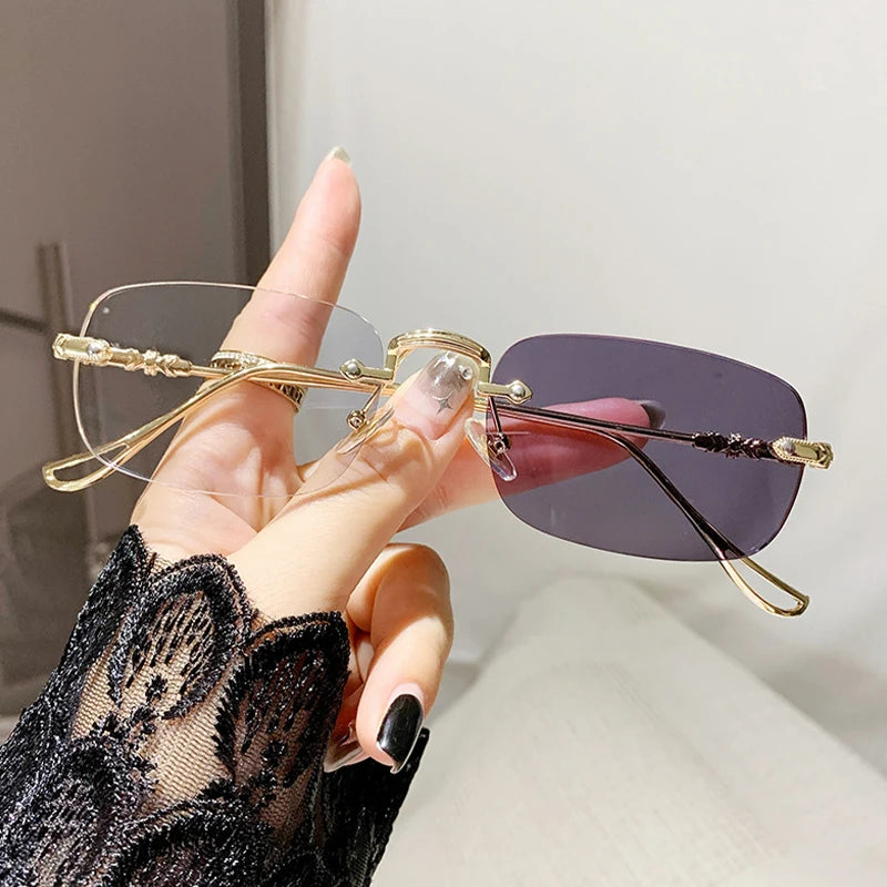Photo-sensitive Color-changing Anti-blue-light Glasses, Rimless And Elegant Style For Women.2190