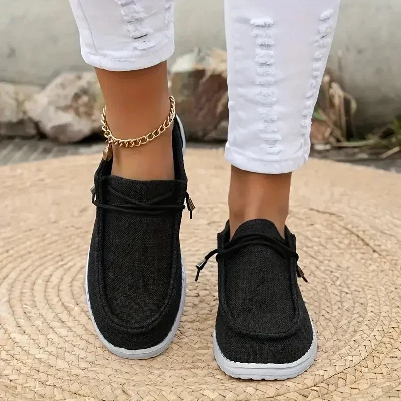 2024 Autumn New Women Casual Comfortable Flat Shoes Women Solid Lace-up Loafers Women Fashion Sports Shoes Zapatos De Mujer