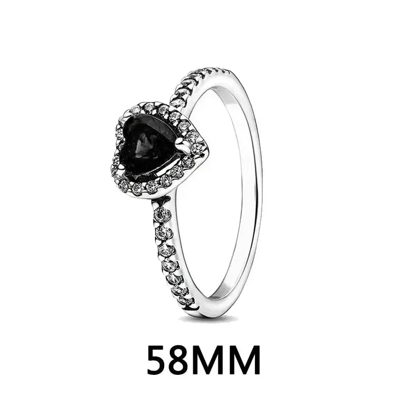 New 925 sterling silver heart-shaped earrings, rings, necklaces, pink red rainbow luxury set, sparkling charm jewelry,  gifts