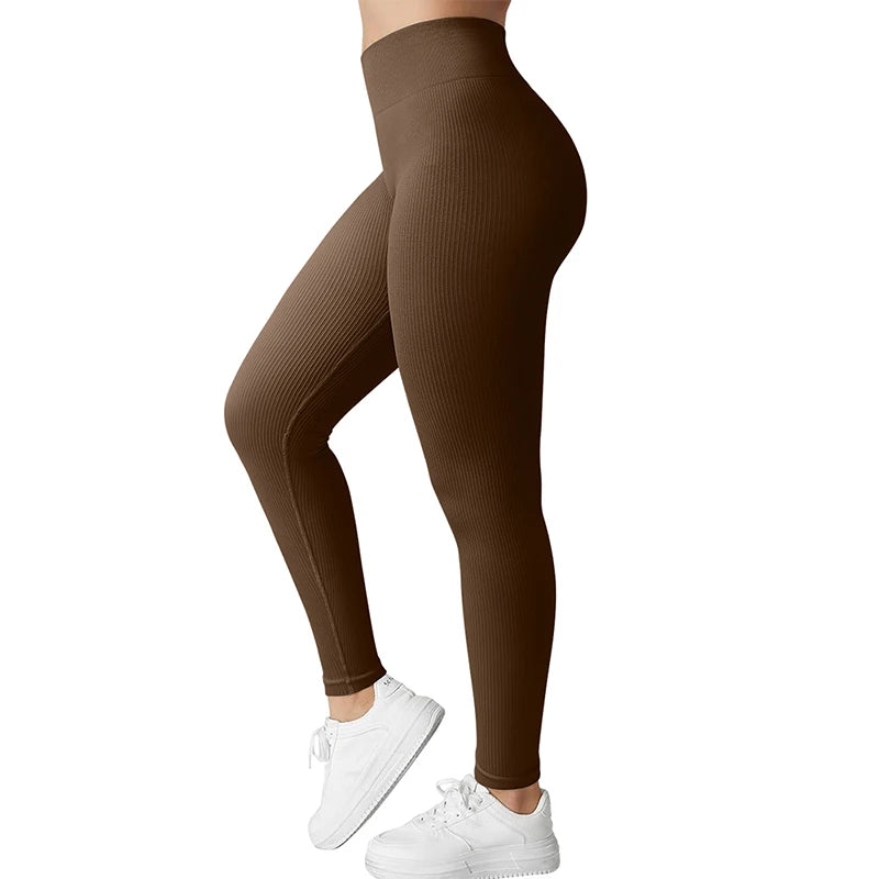 Autumn and Winter Women's Seamless Thread Elastic Sports Fitness Pants High Waist Lifting Hip Quick Drying Yoga Pants